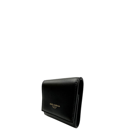 Portamonete Dolce & Gabbana in pelle nera con dettagli dorati. Completo di corredo, di lusso, originale, eccellenti condizioni.