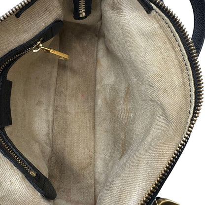 interno  Borsa Chloè in pelle nera con parti metalliche dorate; munita di doppi manici stondati e una tracolla, di lusso, originale, usata. 