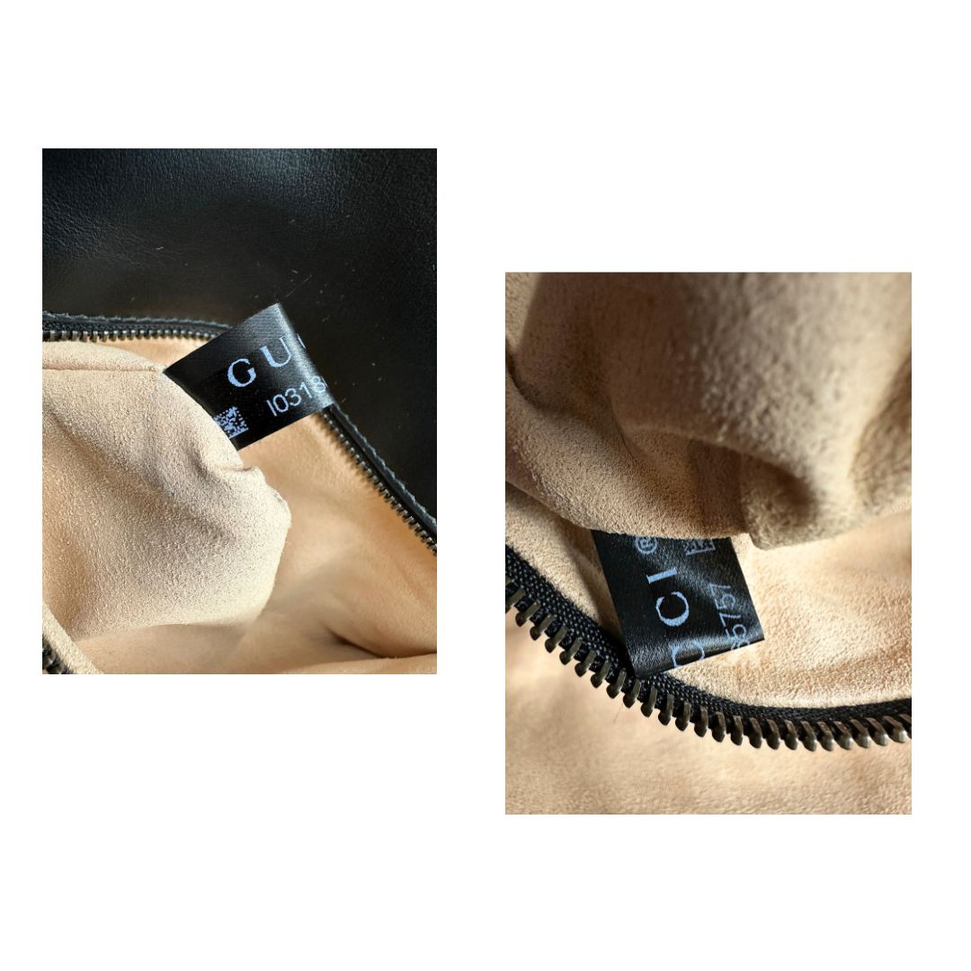 Borsa Gucci Marmont in pelle matelassé nera con tracolla scorrevole in catena e spallaccio in pelle, rifinita con parti metalliche dorate; indossabile a spalla oppure a tracolla. Completa di dustbag. Originale, usata, di lusso, in ottime condizioni.