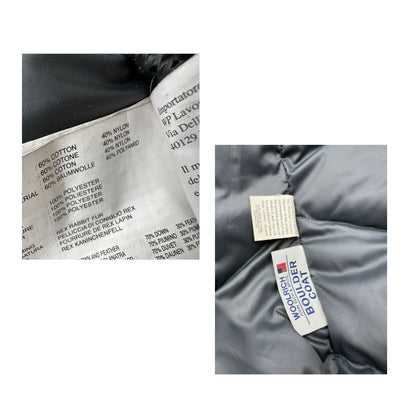 Giubbino Woolrich nero in 60% cotone e 40% nylon con interno in pelliccia, visibile sui polsini e dal cappuccio, di lusso, originale, ottime condizioni.