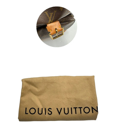 dustbag Zaino LV in canvas marrone monogram con finiture in vacchetta naturale e parti metalliche dorate; munito di due bretelle in tessuto tono su tono. Completo di dustbag, di lusso, originale, ottime condizioni.