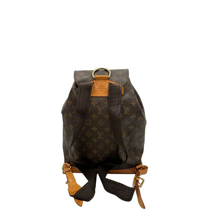 retro Zaino LV in canvas marrone monogram con finiture in vacchetta naturale e parti metalliche dorate; munito di due bretelle in tessuto tono su tono. Completo di dustbag, di lusso, originale, ottime condizioni. 