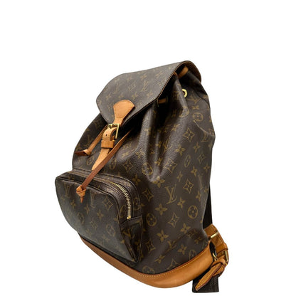 lato Zaino LV in canvas marrone monogram con finiture in vacchetta naturale e parti metalliche dorate; munito di due bretelle in tessuto tono su tono. Completo di dustbag, di lusso, originale, ottime condizioni. 