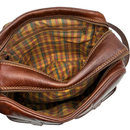 interno Borsa The Bridge in pelle marrone con parti metalliche dorate; munita di una tracolla regolabile. Completa di dustbag, di lusso, originale, ottime condizioni. 