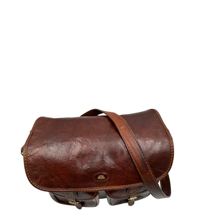 Borsa The Bridge in pelle marrone con parti metalliche dorate; munita di una tracolla regolabile. Completa di dustbag, di lusso, originale, ottime condizioni. 