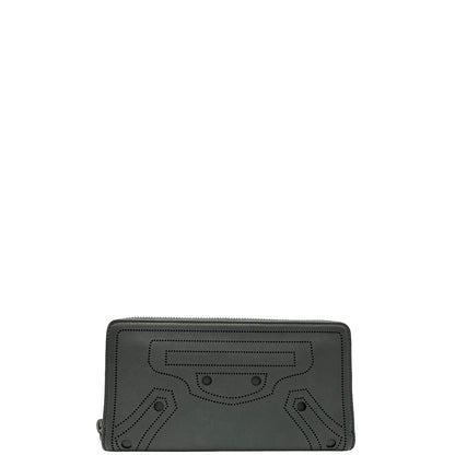 Portafoglio Balenciaga in pelle grigia e parti metalliche in oro anticato. Full set.