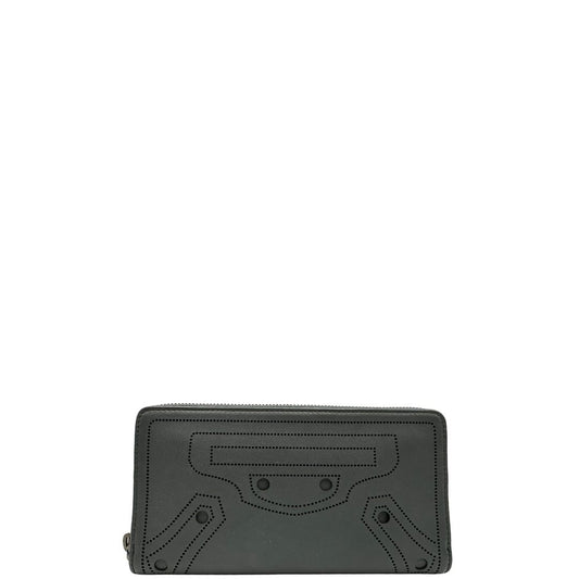 Portafoglio Balenciaga in pelle grigia e parti metalliche in oro anticato. Full set.