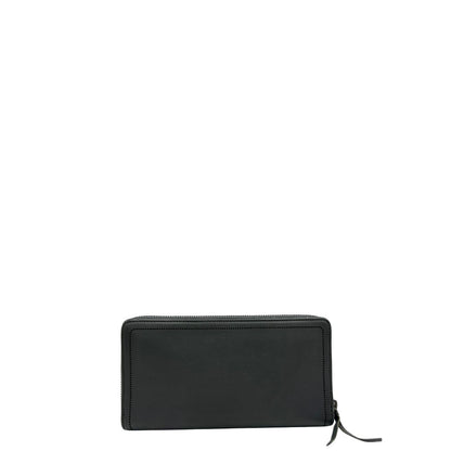 Retro di un portafoglio Balenciaga in pelle grigia e parti metalliche in oro anticato. Full set.