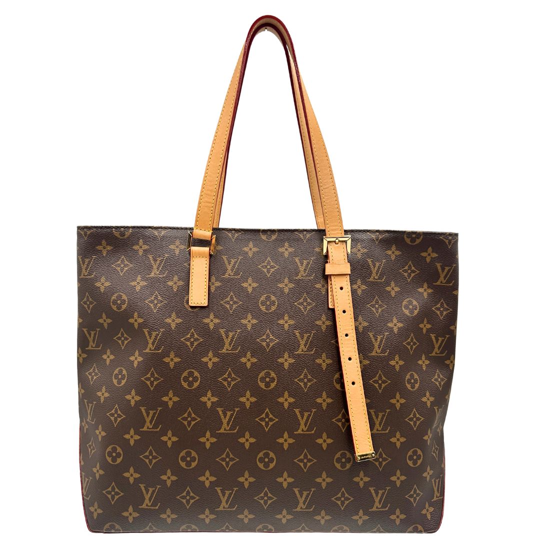 Front di una Borsa Louis Vuitton Mezzo in canvas marrone monogram con finiture in vacchetta naturale e parti metalliche dorate; munita di doppi manici Leggermente regolabili. Indossabile a spalla. Originale, usato, di lusso, in ottime condizioni.