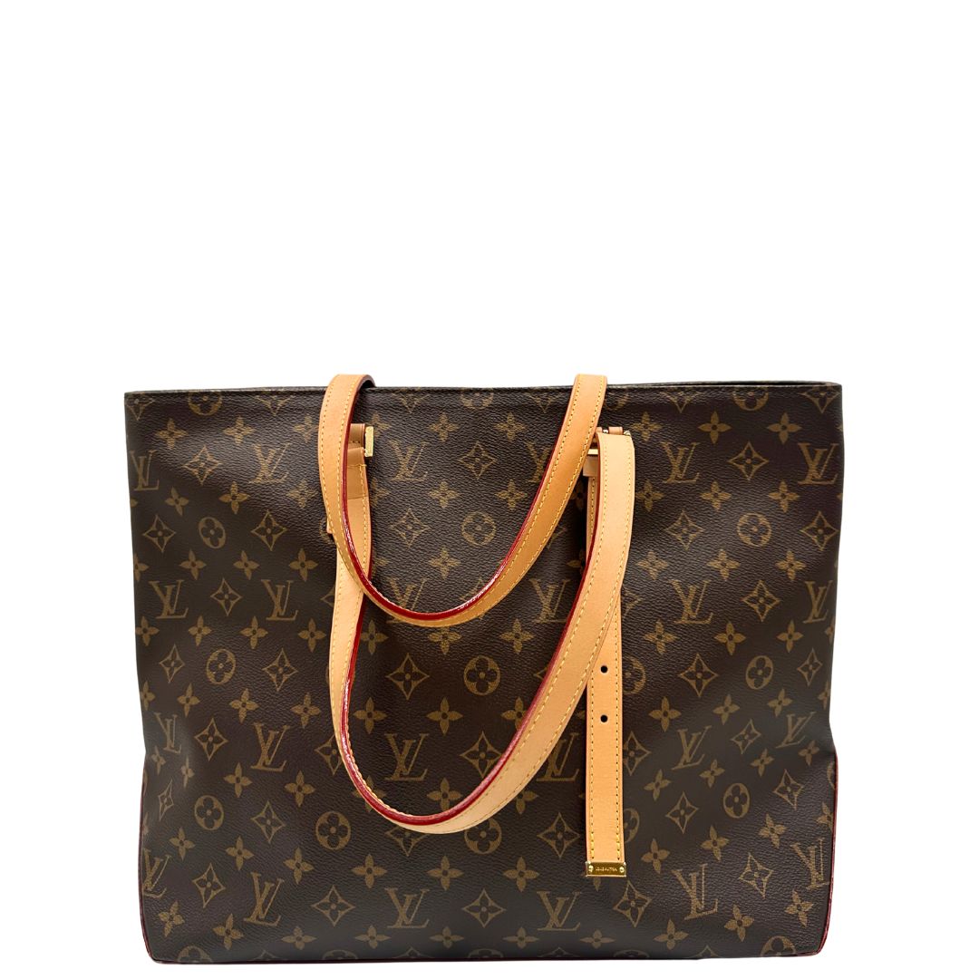 Retro di una Borsa Louis Vuitton Mezzo in canvas marrone monogram con finiture in vacchetta naturale e parti metalliche dorate; munita di doppi manici Leggermente regolabili. Indossabile a spalla. Originale, usato, di lusso, in ottime condizioni.