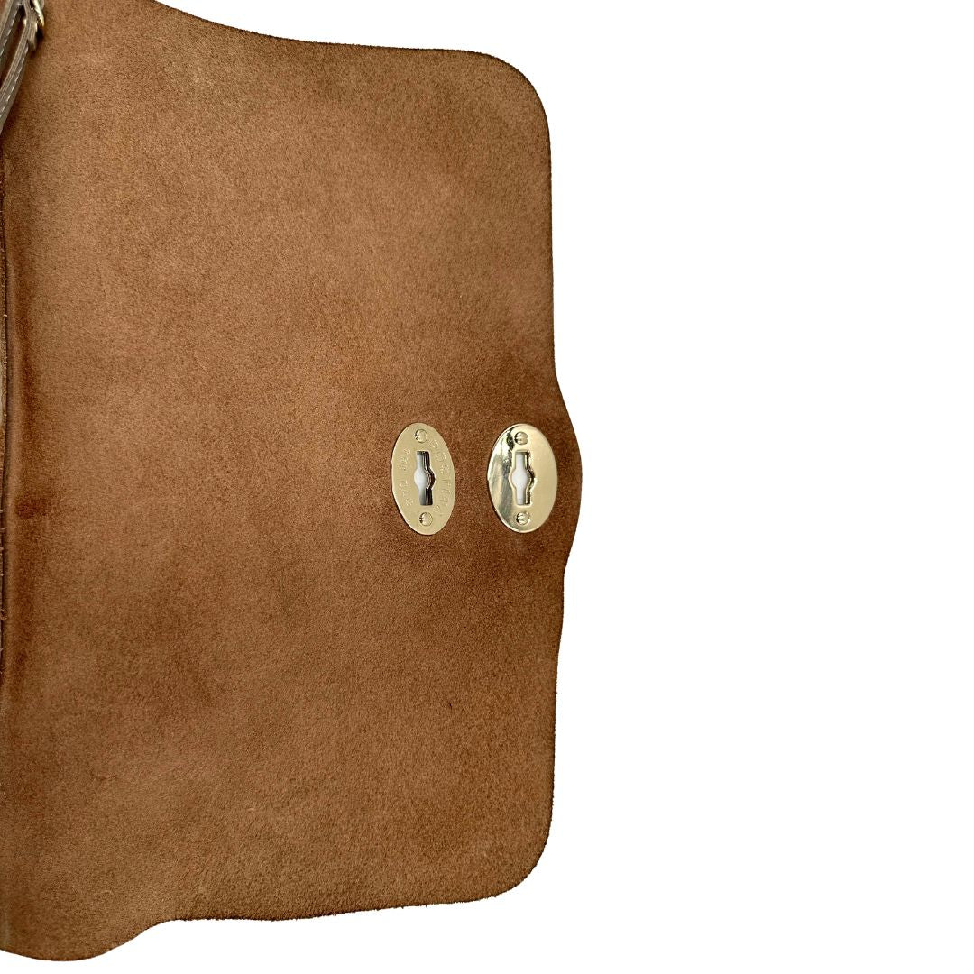 Borsa Zanellato in pelle trama blandine grigio chiaro con parti metalliche argentate; munita di un manico singolo e una tracolla amovibile e regolabile, di lusso, originale, ottime condizioni.