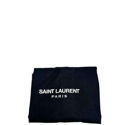 dustbag Borsa Saint Laurent in tessuto nero con bande verdi e finiture in pelle; munita di doppi manici e un accessorio portachiavi. Completa di dustbag, di lusso, originale, ottime condizioni. 