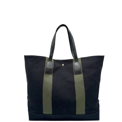 retro Borsa Saint Laurent in tessuto nero con bande verdi e finiture in pelle; munita di doppi manici e un accessorio portachiavi. Completa di dustbag, di lusso, originale, ottime condizioni. 