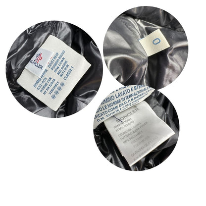  Piumino Moncler in 100 % poliammide nero munito di cappuccio, di lusso, originale, ottime condizioni, usato.