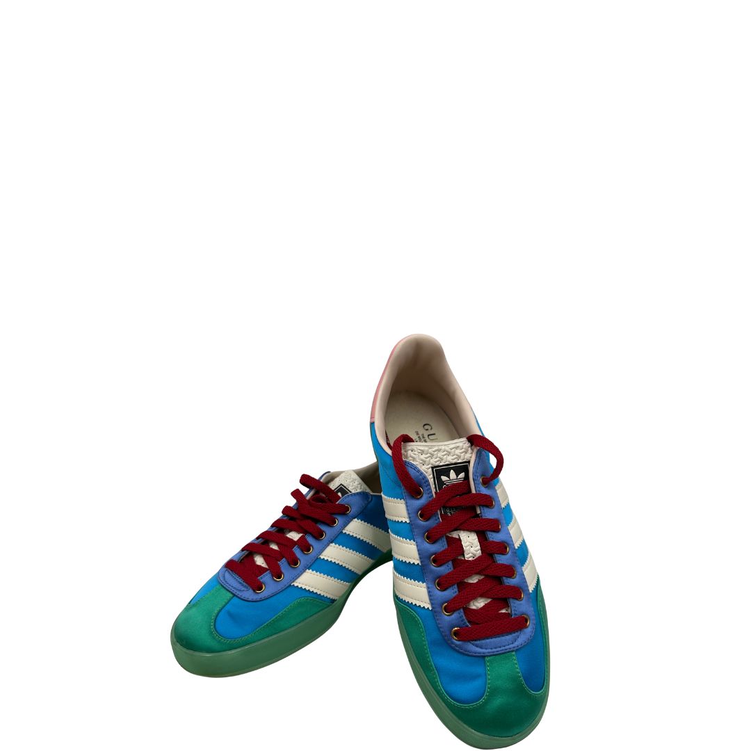  Scarpe Gazzelle Gucci x Adidas in raso e pelle multicolore. Munite di corredo, di lusso, originali, ottime condizioni.