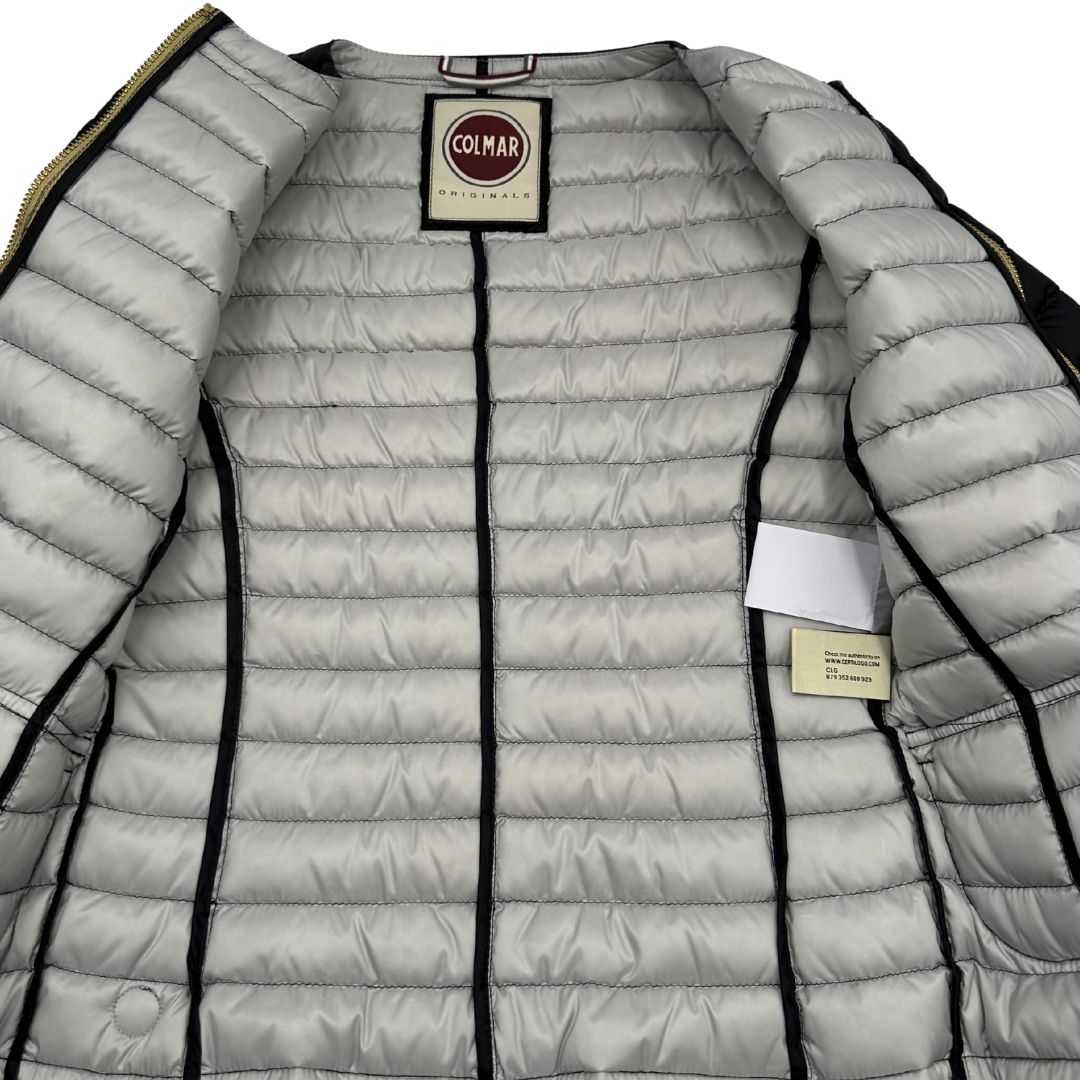 Piumino Colmar in 100% poliestere nero con cerniera dorata, di lusso, originale, ottime condizioni.