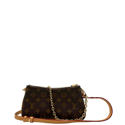 retro Borsa Louis Vuitton in canvas marrone monogram con finiture in vacchetta naturale e parti metalliche dorate; munita di un manico singolo in catena amovibile e un manico allungabile e amovibile, indossabile a spalla e a tracolla. Full set, di lusso, originale, ottime condizioni, usata. 