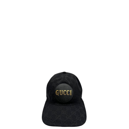 front Cappello Gucci in tessuto GG nero con logo frontale dorato. Munito di dustbag e cartellino, di lusso, originale, ottime condizioni. 