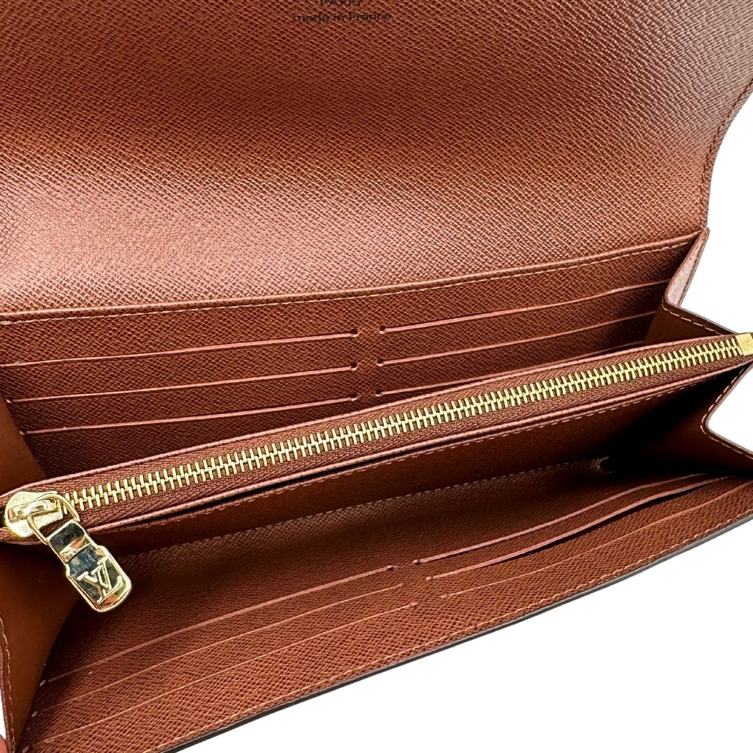 interno Portafoglio Louis Vuitton in canvas marrone monogram con parti metalliche dorate. Full set, di lusso, originale, eccellenti condizioni. 