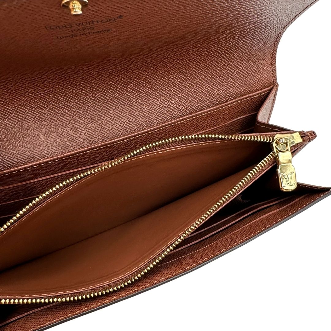 interno Portafoglio Louis Vuitton in canvas marrone monogram con parti metalliche dorate. Full set, di lusso, originale, eccellenti condizioni. 