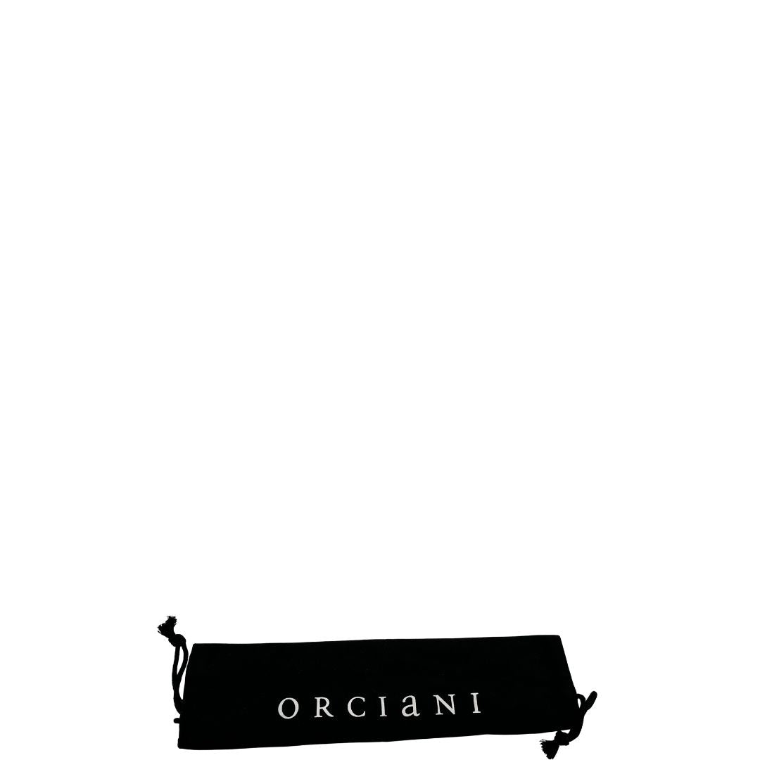 dustbag Borsa Orciani in pelle martellata nera con parti metalliche argentate; munita di un manico singolo e una tracolla amovibile e regolabile. Completa di dustbag, di lusso, usata, originale. 