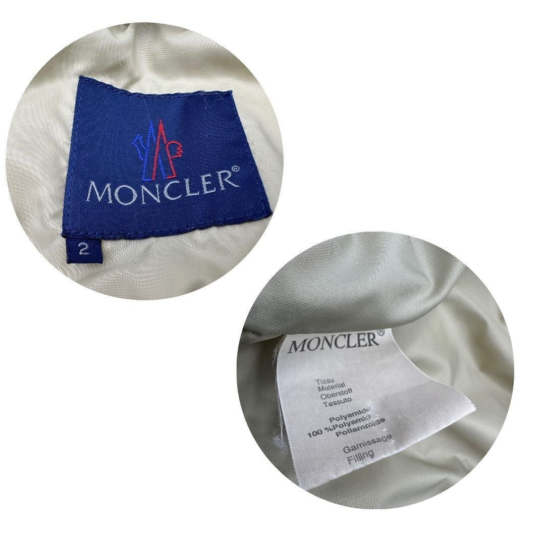 Piumino Moncler trapuntato beige in 100% poliammide, di lusso, originale, ottime condizioni.