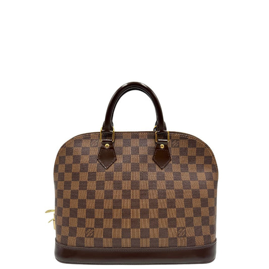 front Borsa Louis Vuitton in canvas Damier Ébène con parti metalliche dorate; munita di doppi manici stondati, da portare a mano. Completa di dustbag, lucchetto e chiavi, di lusso, originale, ottime condizioni. 