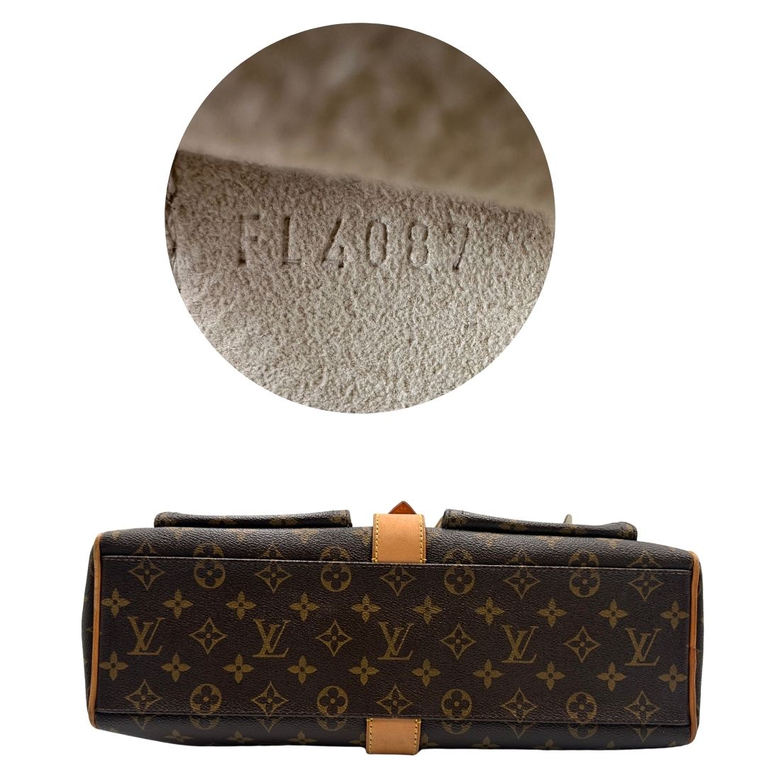 codice e base Borsa Louis Vuitton in canvas marrone monogram con finiture in vacchetta naturale e parti metalliche dorate; munita di doppi manici. Indossabile a mano, di lusso, originale, ottime condizioni.