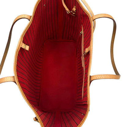 interno Borsa Louis Vuitton Neverfull MM in canvas marrone monogram con finiture in vacchetta naturale e parti metalliche dorate; munita di doppi manici e una pochette estraibile. Indossabile a spalla. Completa di dustbag, di lusso, originale, ottime condizioni. 