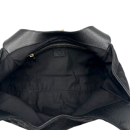 interno Borsa Gucci in tessuto GG nero con finiture in pelle tono su tono e parti metalliche dorate; munita di doppi manici stondati. Completa di dustbag, di lusso, originale, ottime condizioni. 