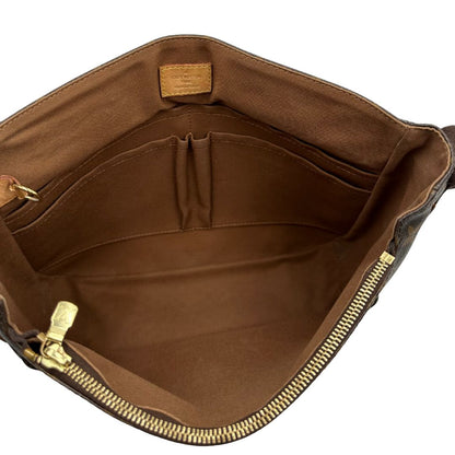 interno Cartella Louis Vuitton in canvas marrone monogram e parti metalliche dorate. Munita di una tracolla in tessuto regolabile, di lusso, originale, ottime condizioni, usata.