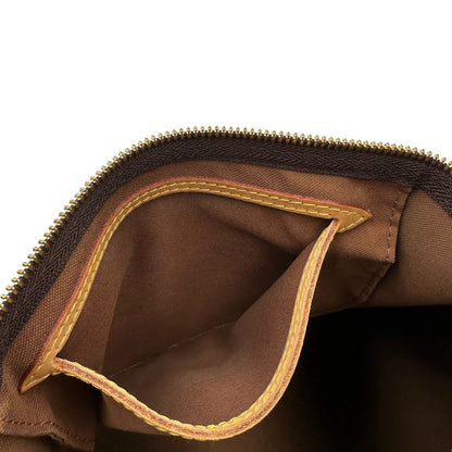 interno Borsa Speedy 35 in canvas marrone monogram con finiture in vacchetta naturale e parti metalliche dorate; munita di doppi manici stondati e una tracolla amovibile e regolabile. Completa di corredo, lucchetto e chiavi, di lusso, originale, ottime condizioni. 