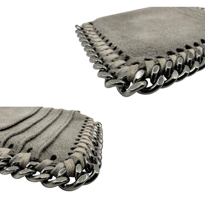 Portacarte Stella McCartney in tessuto vegano grigio con parti metalliche argentate, di lusso, orginale, ottime condizioni.