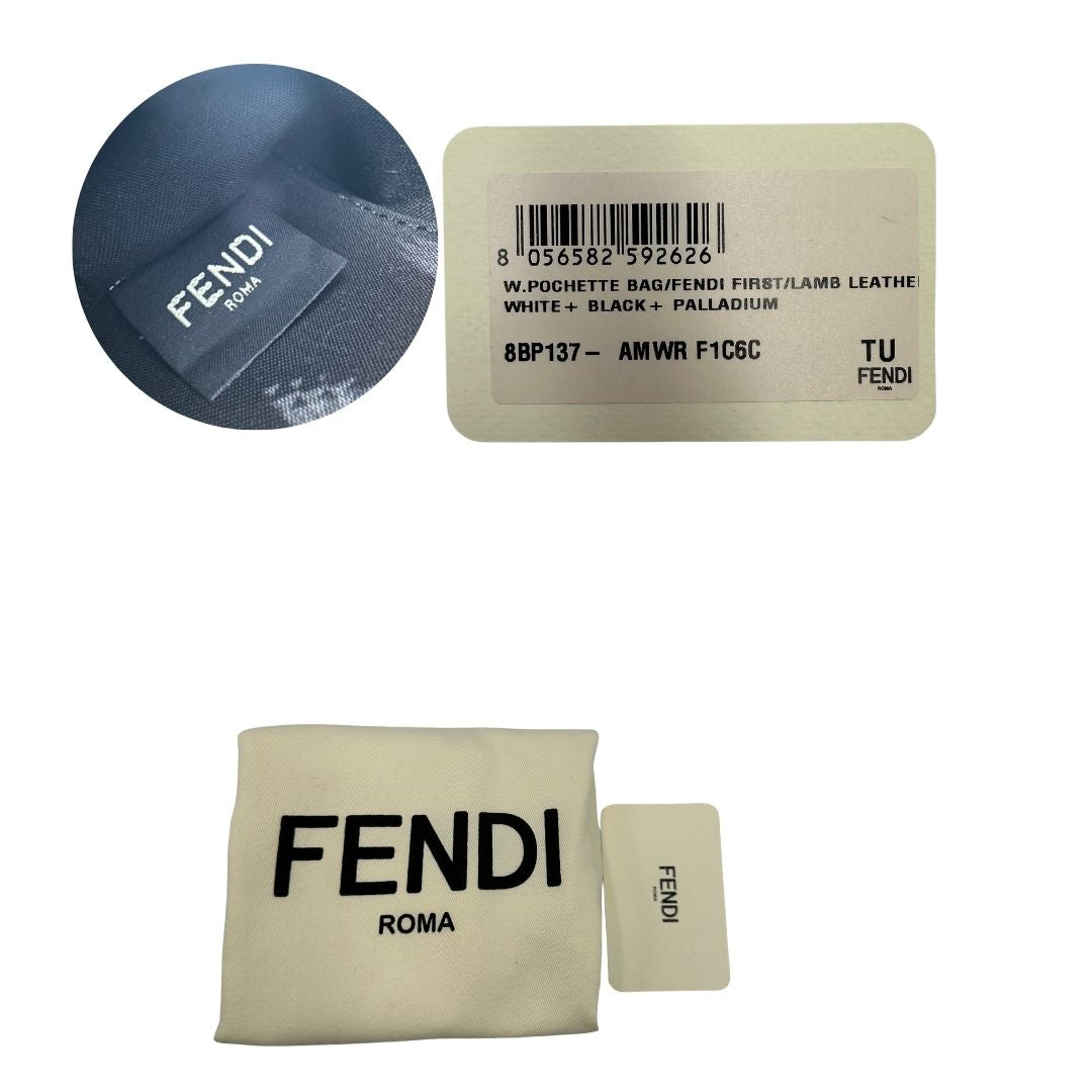 dustbag Borsa Fendi x Marc Jacobs in pelle bianca e nera logata e parti metalliche argentate; munita di una tracolla regolabile e amovibile. Completa di dustbag, di lusso, originale, ottime condizioni, usata.