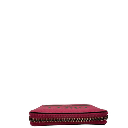 base Portafoglio Gucci in pelle fucsia con dettagli Web verdi e rossi. Completo di scatola, di lusso, originale, ottime condizioni. 