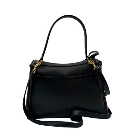 retro Borsa Balenciaga in pelle nera con parti metalliche dorate; munita di un manico singolo, una tracolla amovibile e una clochette portachiavi. Completa di dustbagm, di lusso, originale, ottime condizioni, usata. 