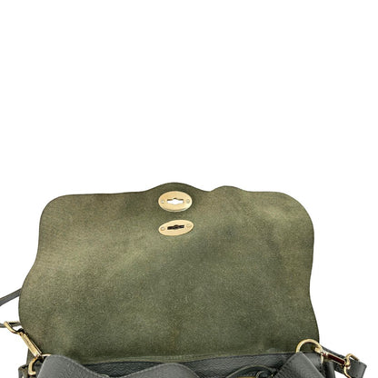 Borsa Zanellato in pelle trama blandine grigia con parti metalliche argentate; munita di un manico singolo e una tracolla amovibile e regolabile, di lusso, originale, ottime condizioni, usata. 