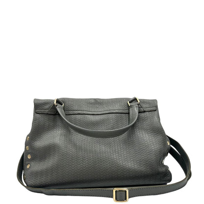 retro Borsa Zanellato in pelle trama blandine grigia con parti metalliche argentate; munita di un manico singolo e una tracolla amovibile e regolabile, di lusso, originale, ottime condizioni, usata. 