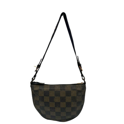 retro della Borsa Fendi in canvas trama scacchi sui toni del marrone con finiture in pelle e parti metalliche dorate; munita di una tracolla in tessuto regolabile, di lusso, originale, buone condizioni. 