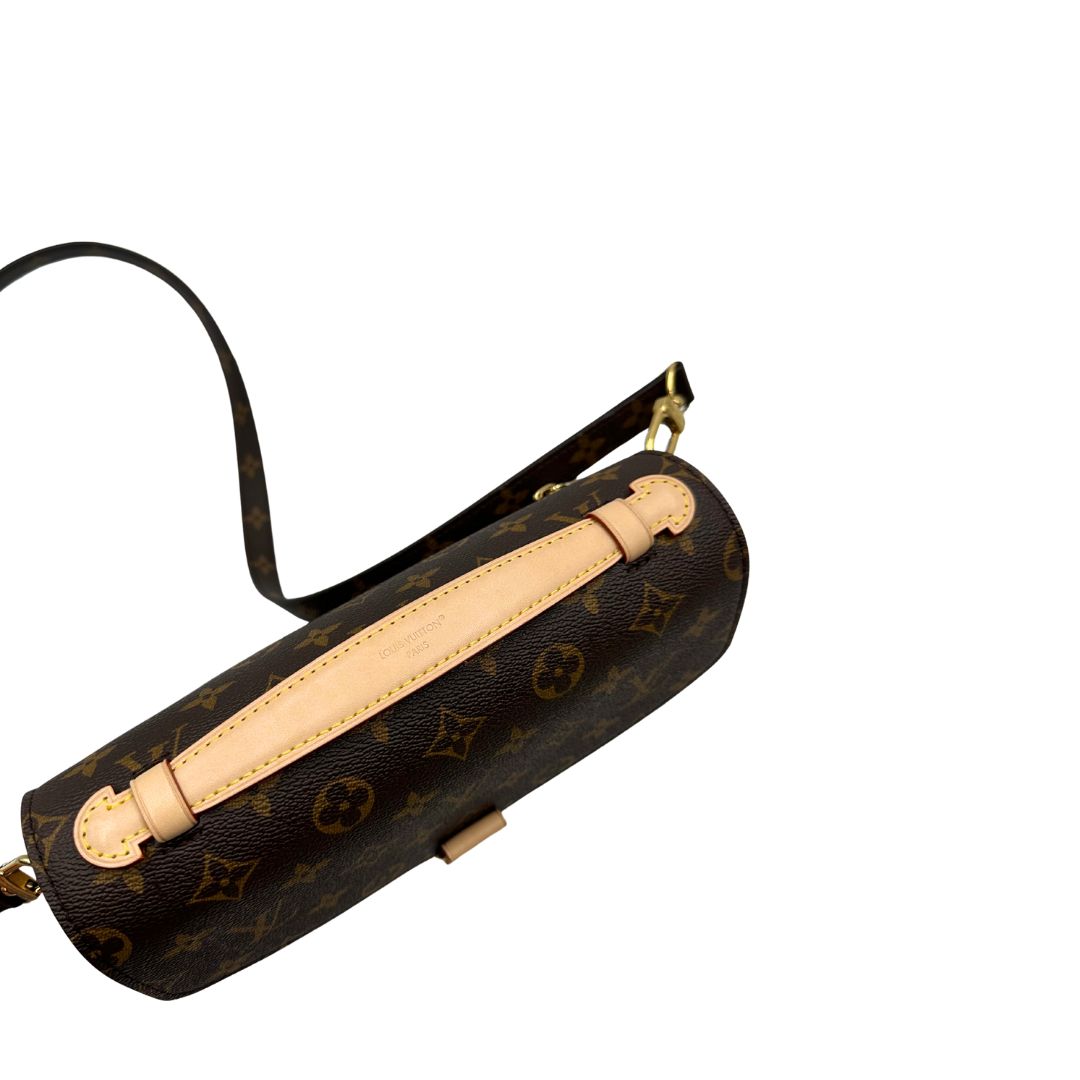 Manico di una Borsa Louis Vuitton Métis in canvas marrone monogram con dettagli in vacchetta naturale e parti metalliche dorate. Munita di un manico singolo e una tracolla regolabile e amovibile. Dotata di busta, scatola e dustbag. PRESENZA DI NFC .Originale, usata, di lusso, in ottime condizioni.
