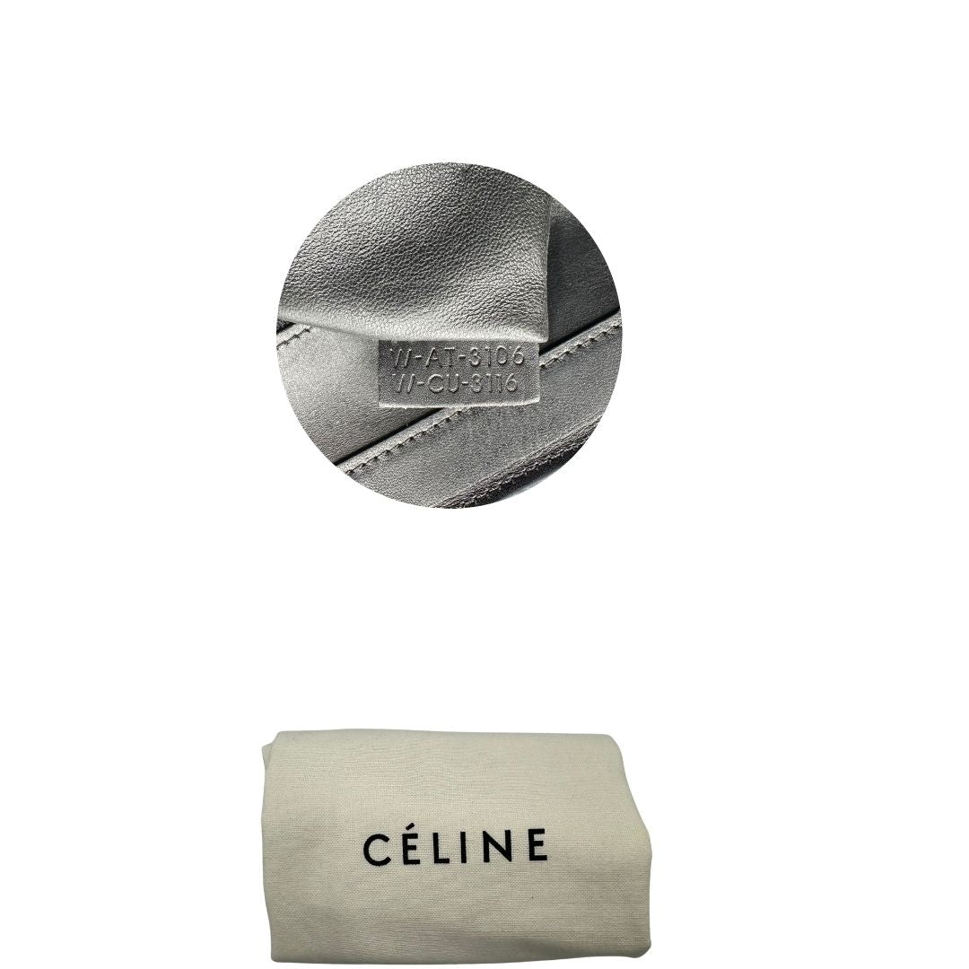dustbag Borsa Céline Luggage in pelle multicolr nera, gialla e laterali in pelle scamosciata beige, con parti metalliche dorate e doppi manici stondati. Completa di dustbag, di lusso, originale, ottime condizioni, usata.