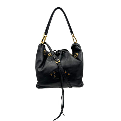 Borsa Miu Miu in pelle nera con parti metalliche dorate; munita di un manico singolo e una tracolla amovibile e regolabile. Completa di dustbag, di lusso, originale, ottime condizioni, usata 