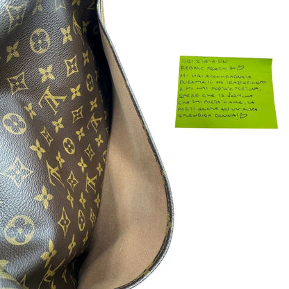 interno Borsa Messenger Bosphore Louis Vuitton in canvas marrone monogram con finiture in vacchetta naturale, tracolla in tessuto regolabile e parti metalliche dorate, di lusso, originale, ottime condizioni, usata.