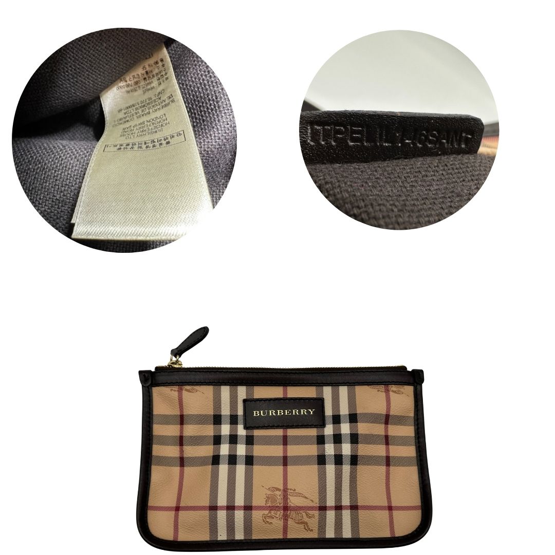 pochette interna Borsa Burberry in canvas trama tartan sui toni del beige con finiture in pelle nere e parti metalliche dorate; munita di doppi manici, indossabile a spalla. Munita di pochette estraibile. Completa di dustbag, di lusso, originale, ottime condizioni, usata. 