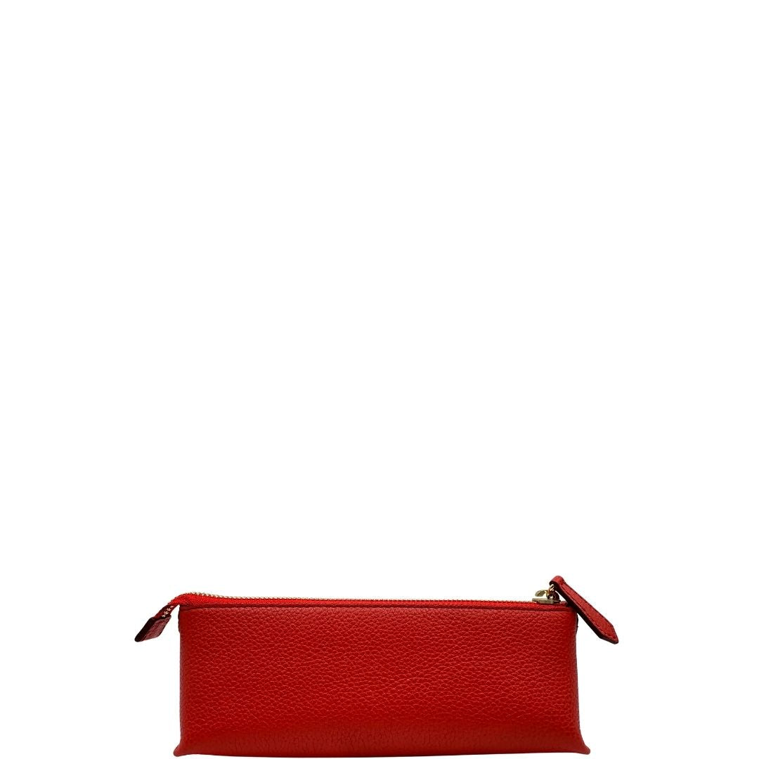 retro Pochette Burberry in pelle martellata rossa con parti metalliche dorate. Full set, di lusso, originale, ottime condizioni, usata. 