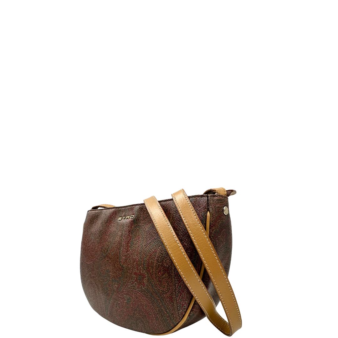 lato Borsa Etro in canvas multicolore trama Paisley con parti metalliche dorate e finiture in pelle; munita di una tracolla, di lusso, originale, ottime condizioni, usata. 