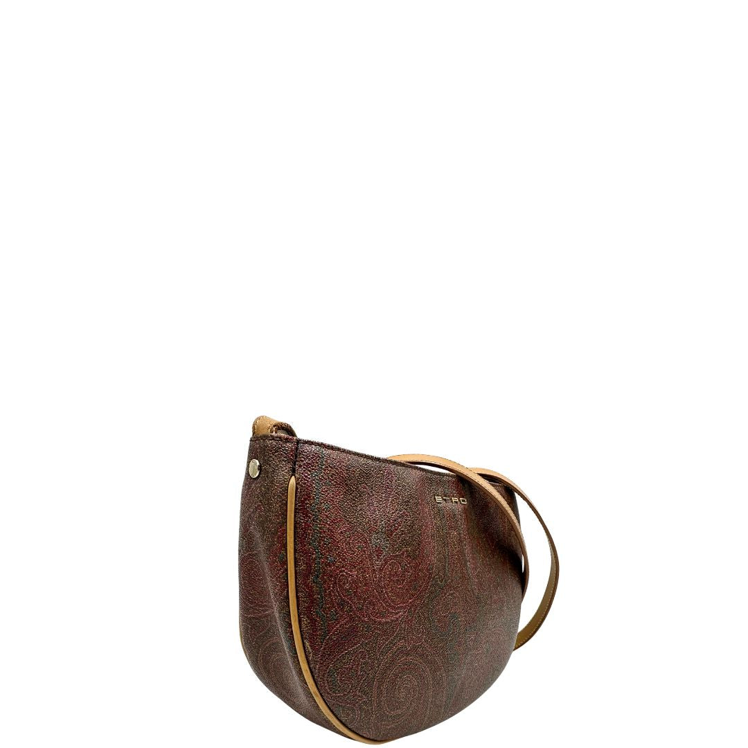 lato Borsa Etro in canvas multicolore trama Paisley con parti metalliche dorate e finiture in pelle; munita di una tracolla, di lusso, originale, ottime condizioni, usata. 