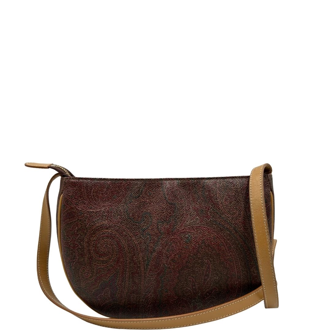 retro Borsa Etro in canvas multicolore trama Paisley con parti metalliche dorate e finiture in pelle; munita di una tracolla, di lusso, originale, ottime condizioni, usata. 