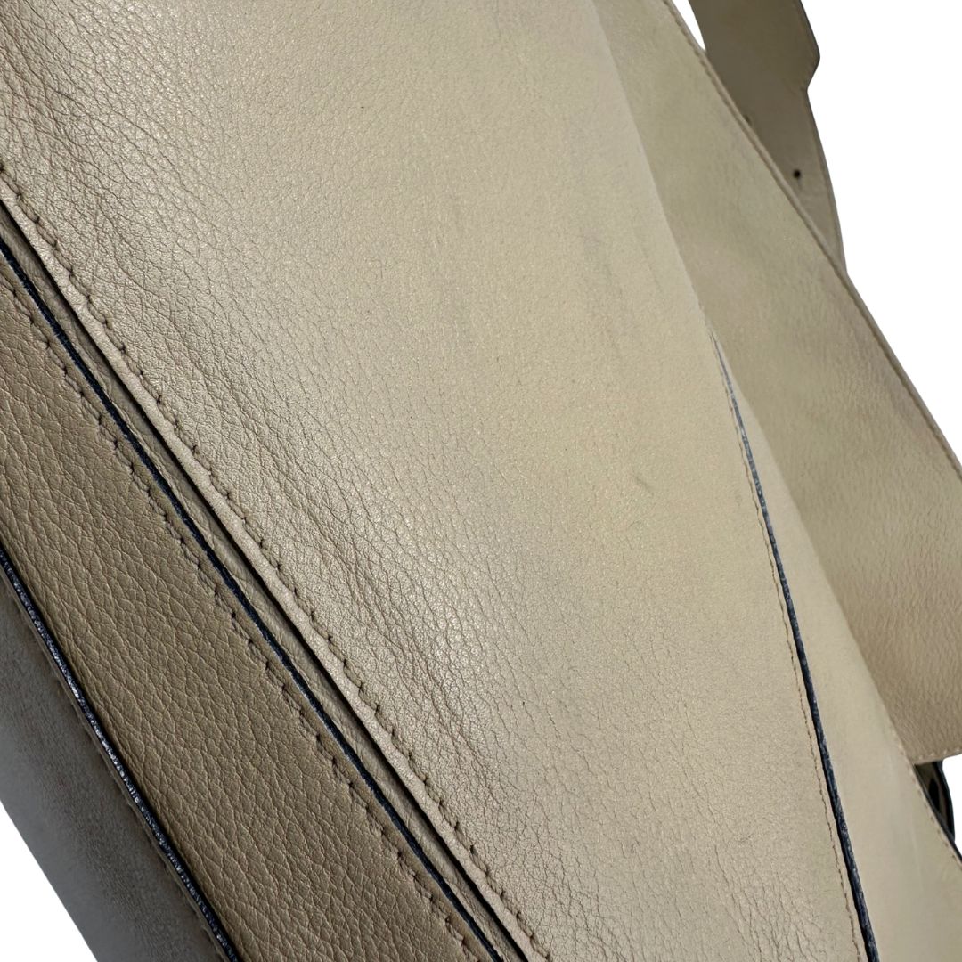 parti del pellame  Borsa Loewe in pelle beige con parti metalliche argentate; munita di un manico singolo e una tracolla amovibile. Completa di dustbag, di lusso, originale, ottime condizioni, usata. 