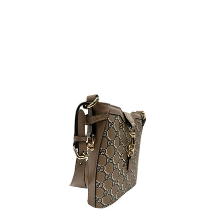 lato Borsa Gucci in canvas GG color tortora e parti metalliche dorate; munita di una tracolla leggermente regolabile. Completa di dustbag, di lusso, originale, eccellenti condizioni. 